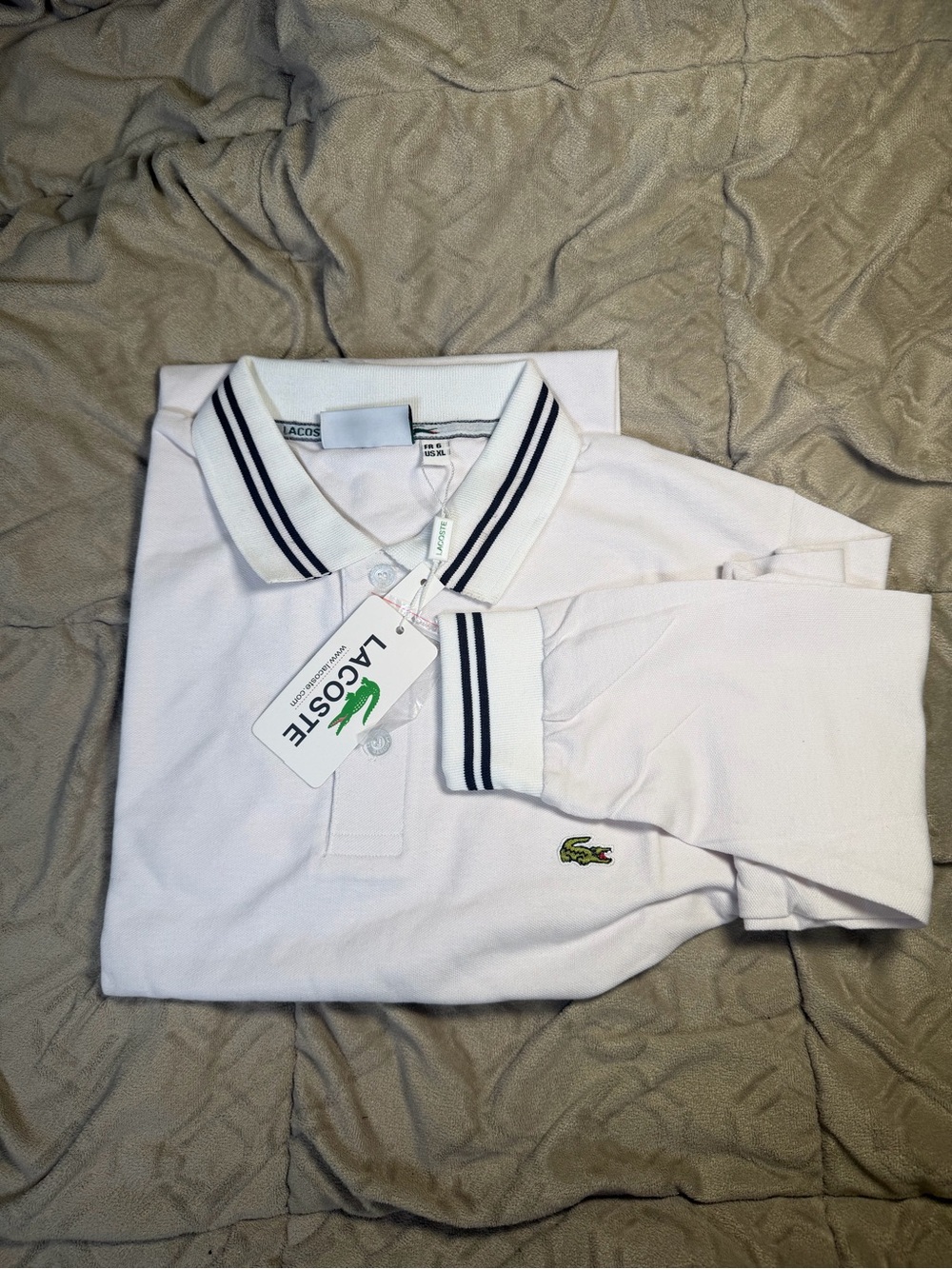 Lacoste Mens Long Sleeve White Polo Shirt
